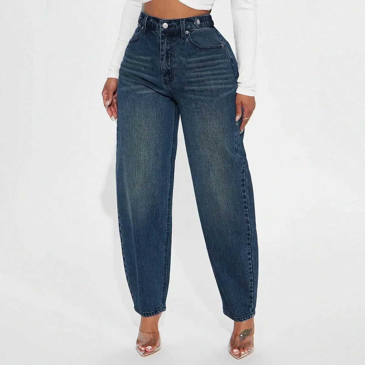 Jeans mit hoher Taille und weiter Passform – Bequeme und stylische Damenhose