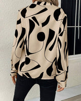 Elegant Blouse with Stand-up Collar and Print
