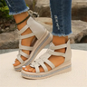 Gladiator-Sandalen Damen – Keilabsatz mit Reißverschluss und gekreuzten Riemen