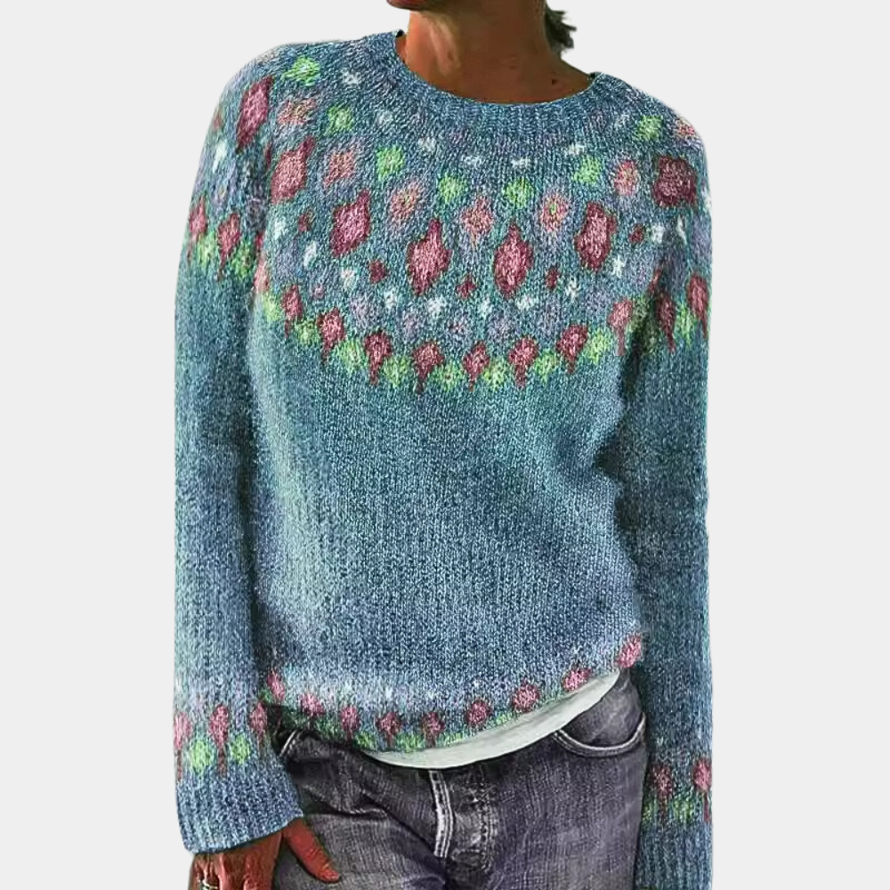 Pull Femme en Laine Chaude avec Imprimé Élégant