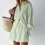 Sommerensemble Zweiteilig Damen Bluse und Shorts