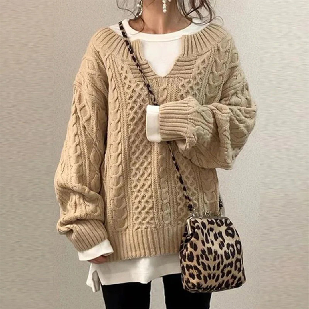 Pull Tricoté Oversize à Col Rond
