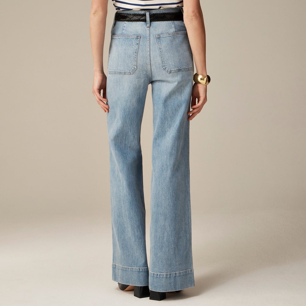 Pantalon Marin Taille Haute avec Boutons Dorés