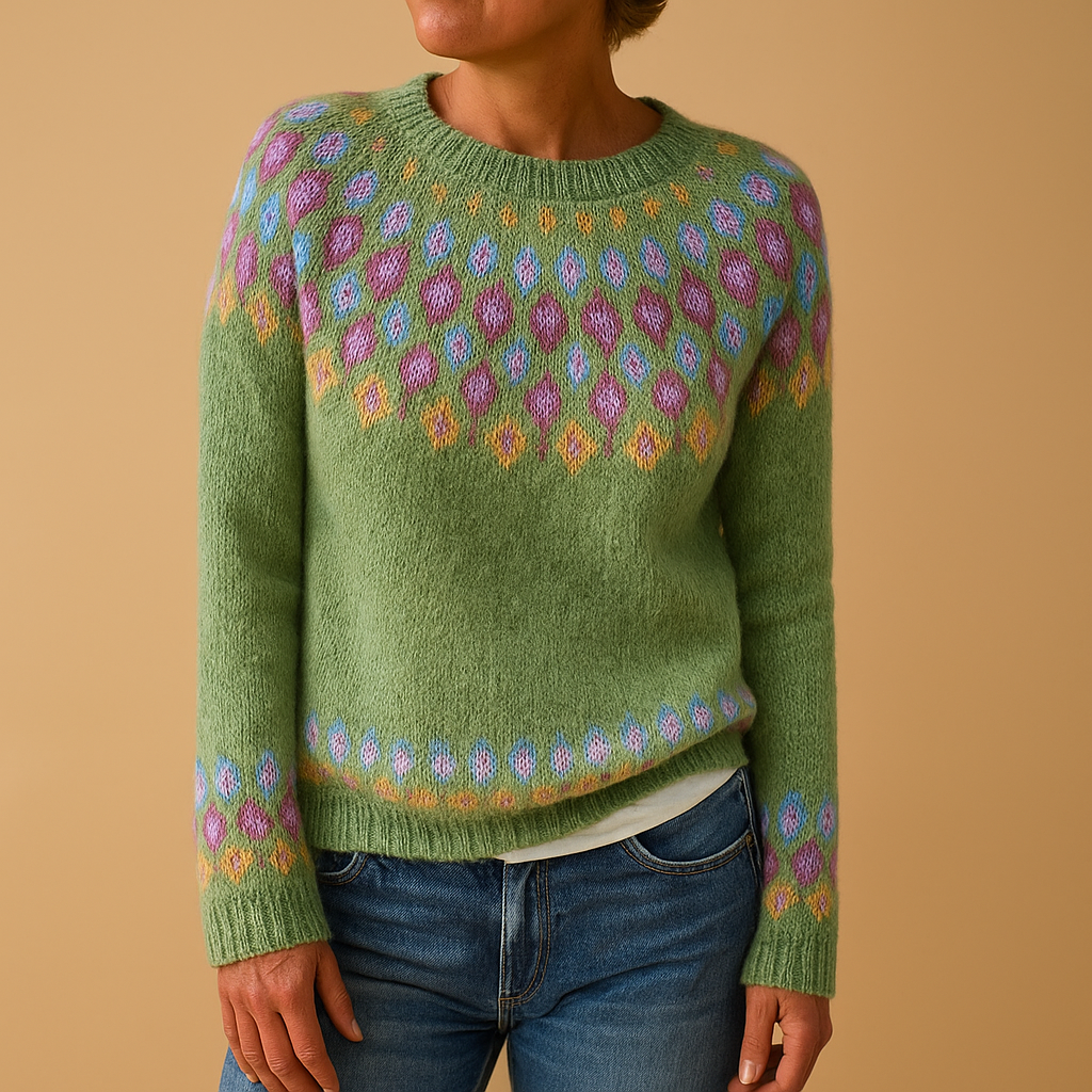 Pull Femme en Laine avec Imprimé Tendance et Coupe Classique