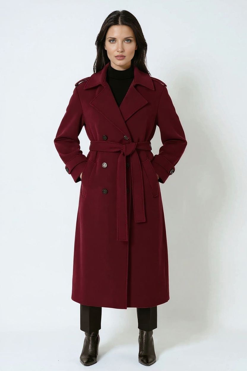 Trenchcoat Damen – Eleganter langer Mantel mit Gürtel und klassischem Schnitt