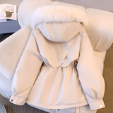 Damen Wintermantel mit Pelzkragen – Elegante warme Jacke mit Gürtel
