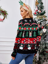 Women's Christmas Cardigan – V-Neck Sweater with Festive Winter Pattern