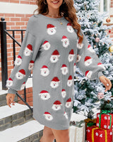 Weihnachts-Pulloverkleid für Damen – Langes Winterkleid mit Weihnachtsmann-Motiv