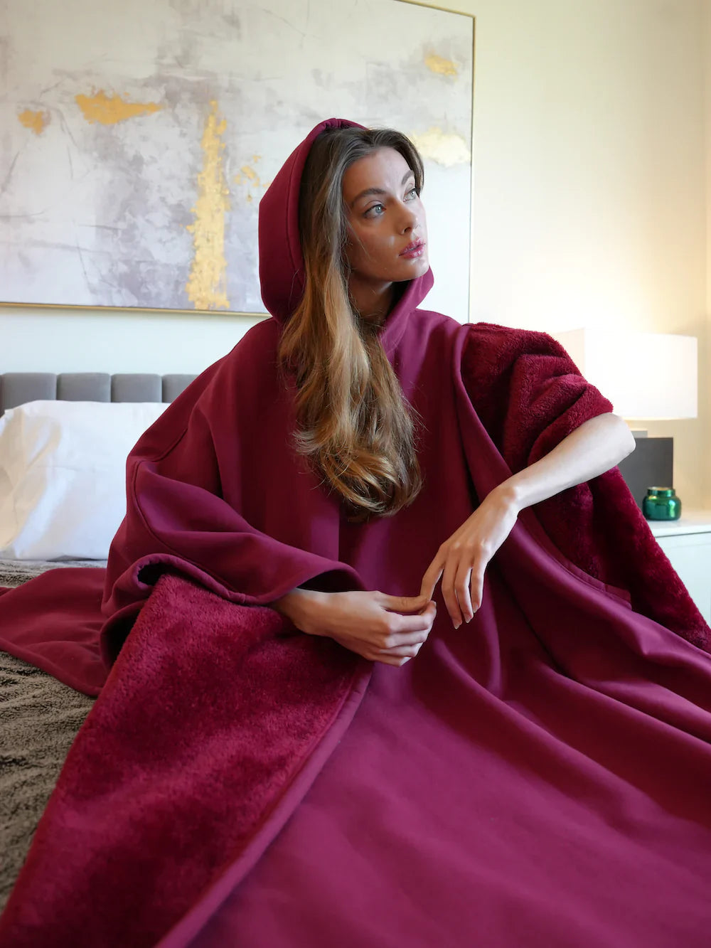 Poncho d’hiver oversize avec capuche – Design chaud et confortable
