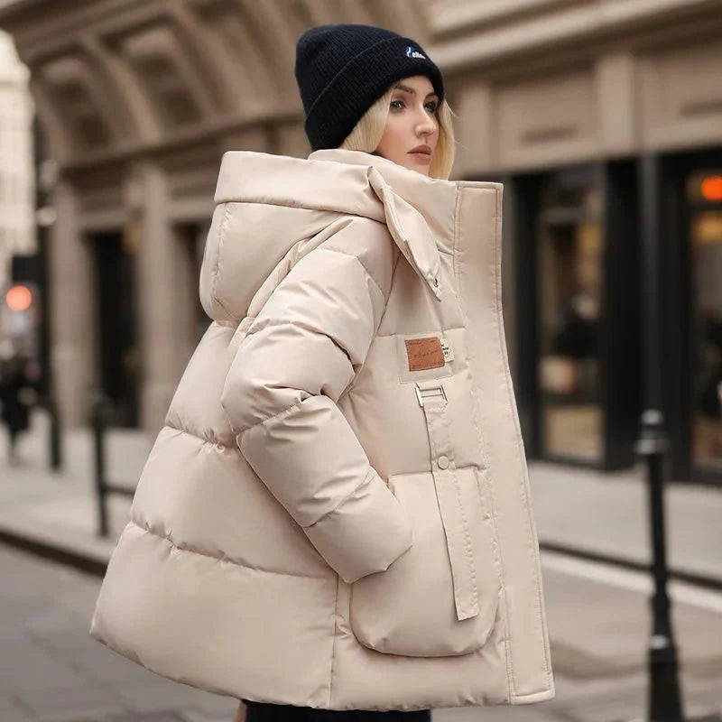 Manteau d'Hiver Imperméable Femme avec Doublure en Duvet et Capuche