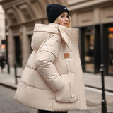 Manteau d'Hiver Imperméable Femme avec Doublure en Duvet et Capuche