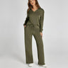 Damen-Loungewear-Set – Bequemes zweiteiliges Set mit V-Ausschnitt