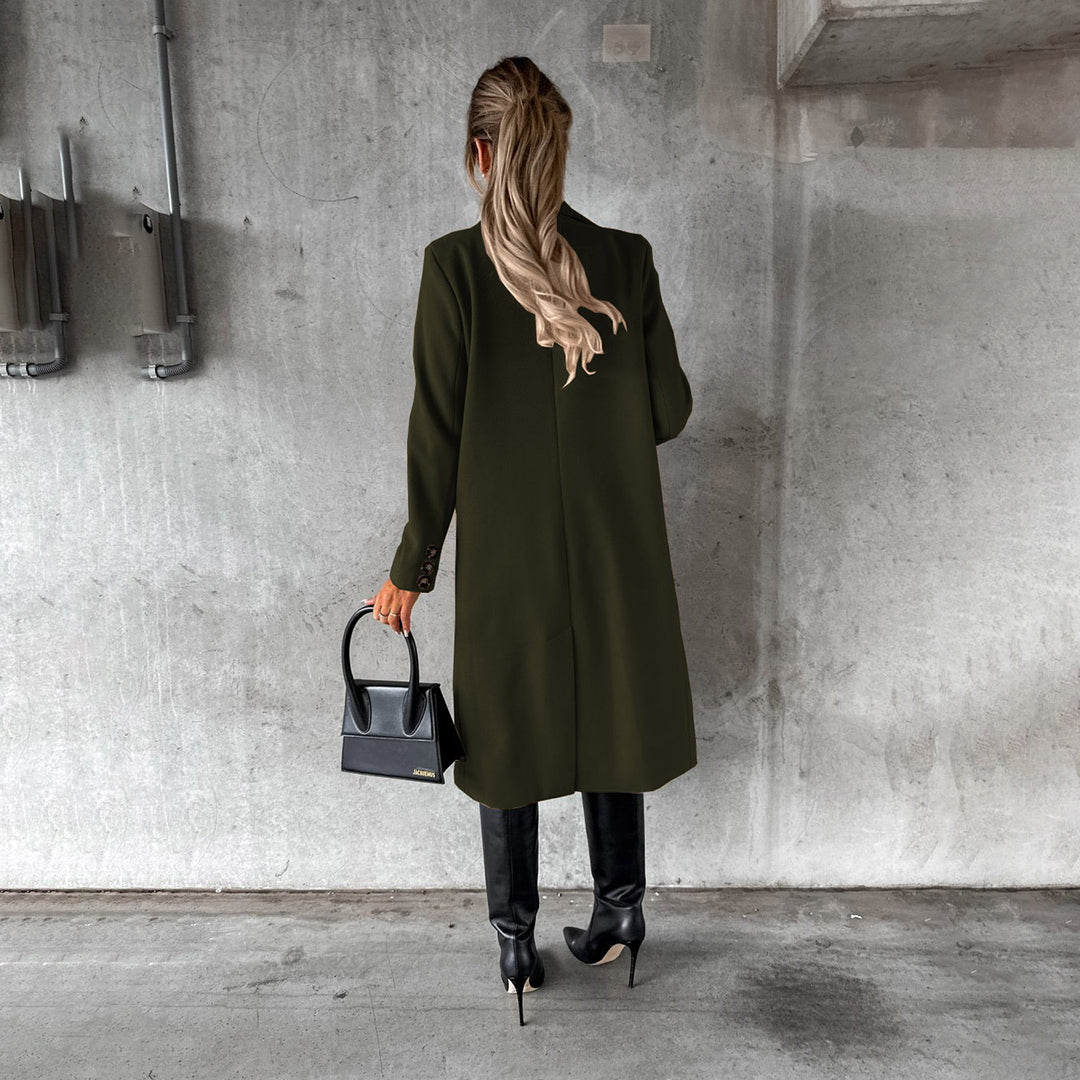 Manteau d'automne élégant pour femmes à double boutonnage en mélange de laine