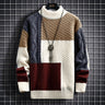 Men's patchwork sweater – elegant warm casual knit sweater