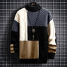 Men's patchwork sweater – elegant warm casual knit sweater