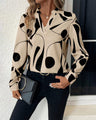 Elegant Blouse with Stand-up Collar and Print
