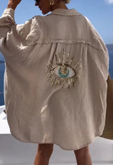 Sequin Blouse with Eye Design on the Back