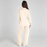 Damen-Loungewear-Set – Bequemes zweiteiliges Set mit V-Ausschnitt