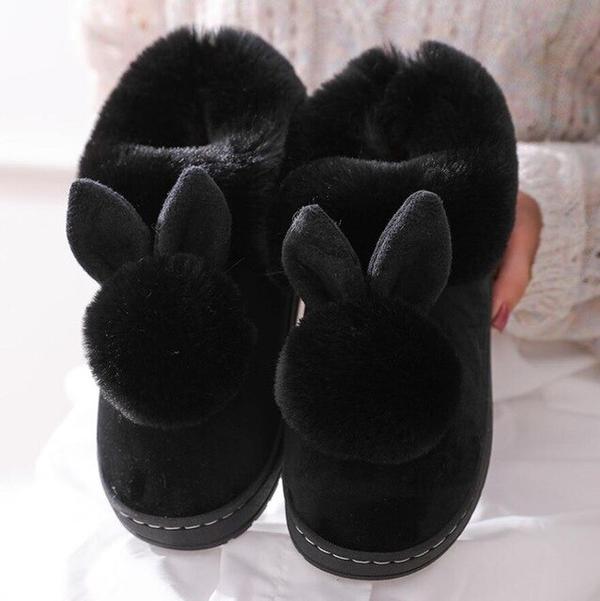 Chaussons d’Hiver Lapin Pompon – Pantoufles Douces et Chaudes d’Intérieur