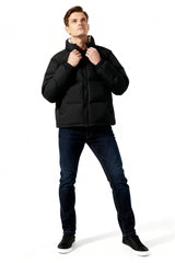 Gepolsterte Herren-Winterjacke – Warmer Mantel mit Stehkragen und Futter