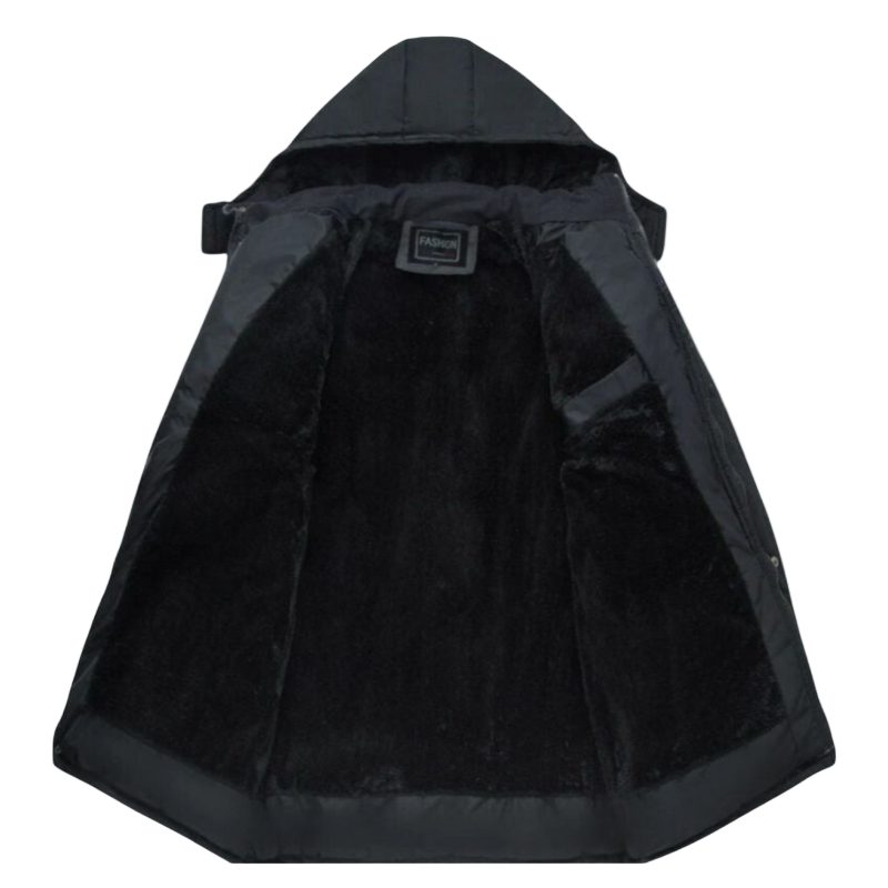 Men's Quilted Winter Jacket – Warm Coat with Removable Hood