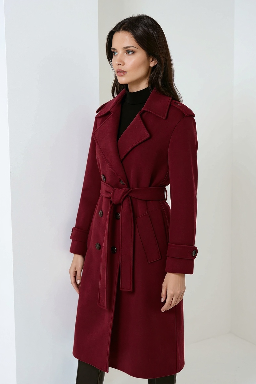 Trenchcoat Damen – Eleganter langer Mantel mit Gürtel und klassischem Schnitt