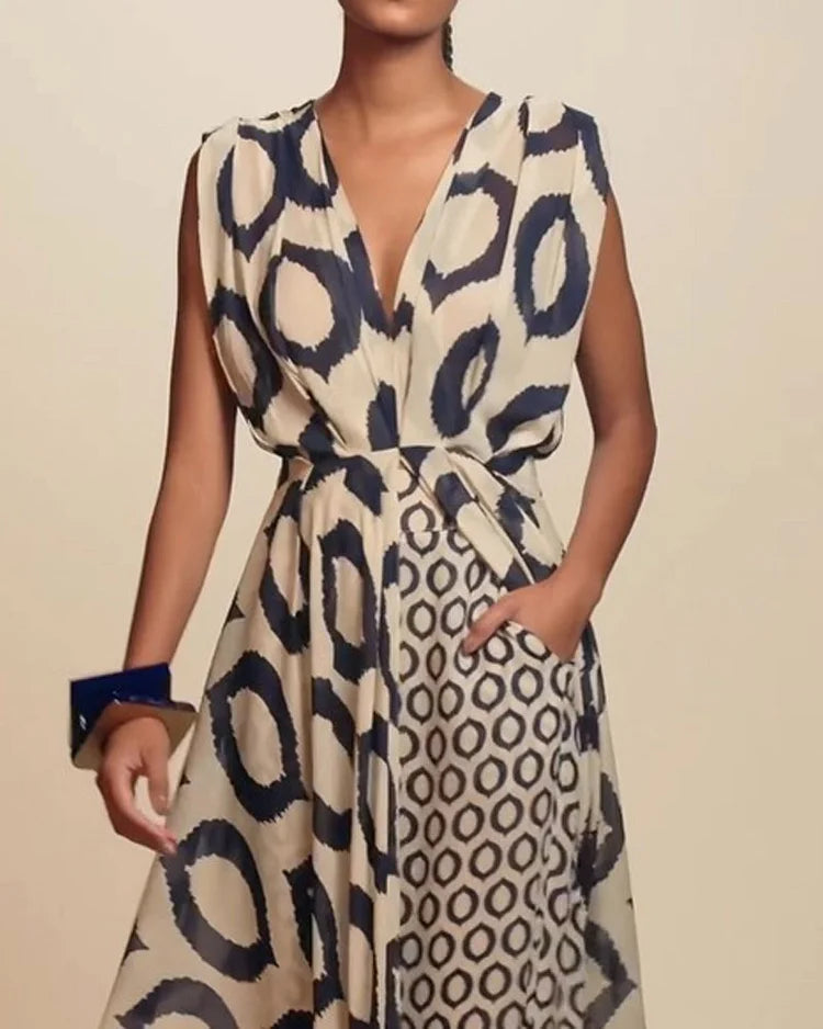 Zweiteiliges ärmelloses Set mit Print und hoher Taille