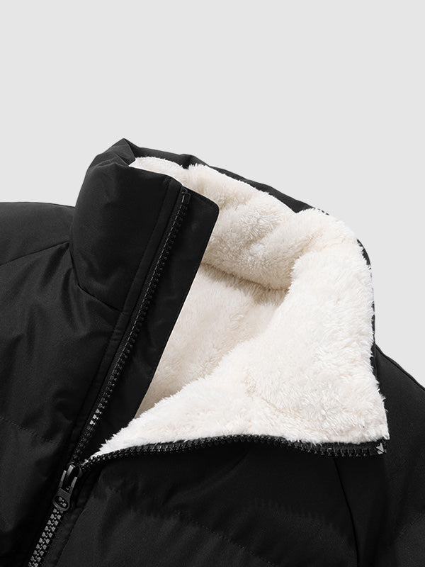 Gepolsterte Herren-Winterjacke – Warmer Mantel mit Stehkragen und Futter
