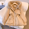 Damen Wintermantel mit Pelzkragen – Elegante warme Jacke mit Gürtel