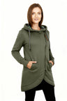 Damen langer Mantel mit Kapuze – eleganter Wickelstil & Komfort