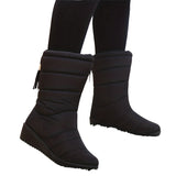 Bottes d’hiver femme doublées – Bottes chaudes antidérapantes avec cordon de serrage