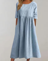 Leichtes Sommerkleid mit Taschen und raffinierter Taille