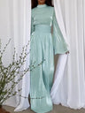 Elegantes Maxikleid mit Gürtel und V-Ausschnitt