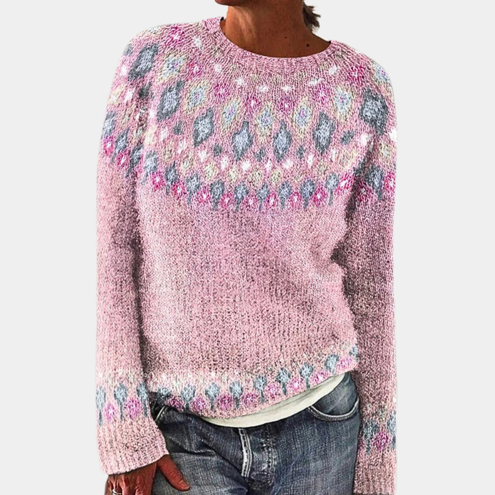 Pull Femme en Laine Chaude avec Imprimé Élégant