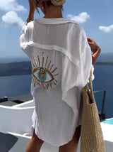 Sequin Blouse with Eye Design on the Back