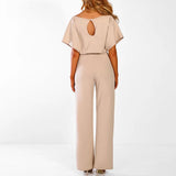 Eleganter Overall mit ausgestellten Beinen und geschnürter Taille