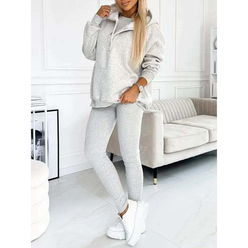 Damen-Trainingsanzug – Bequeme Kleidung mit Knopfpullover