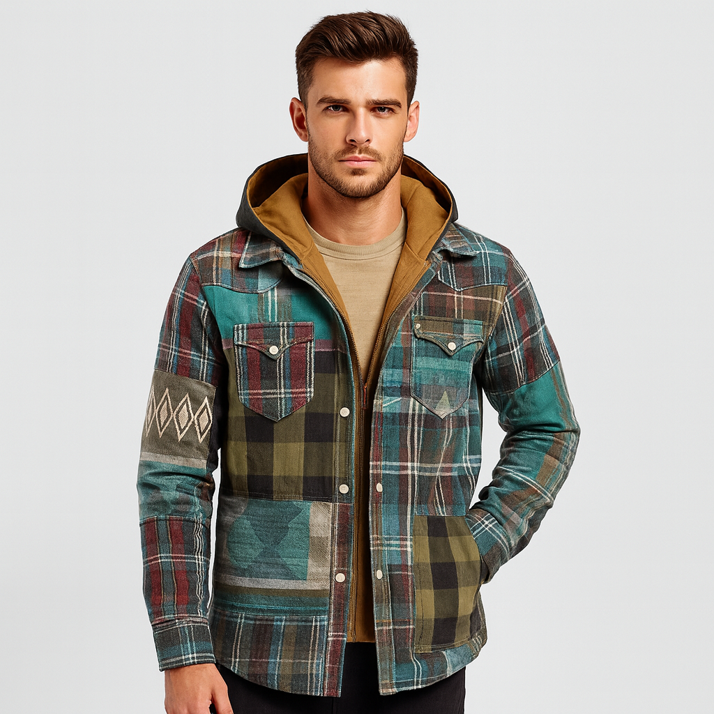 Plaid Shirt Jacket for Men with Hood – Warm and Stylish Design