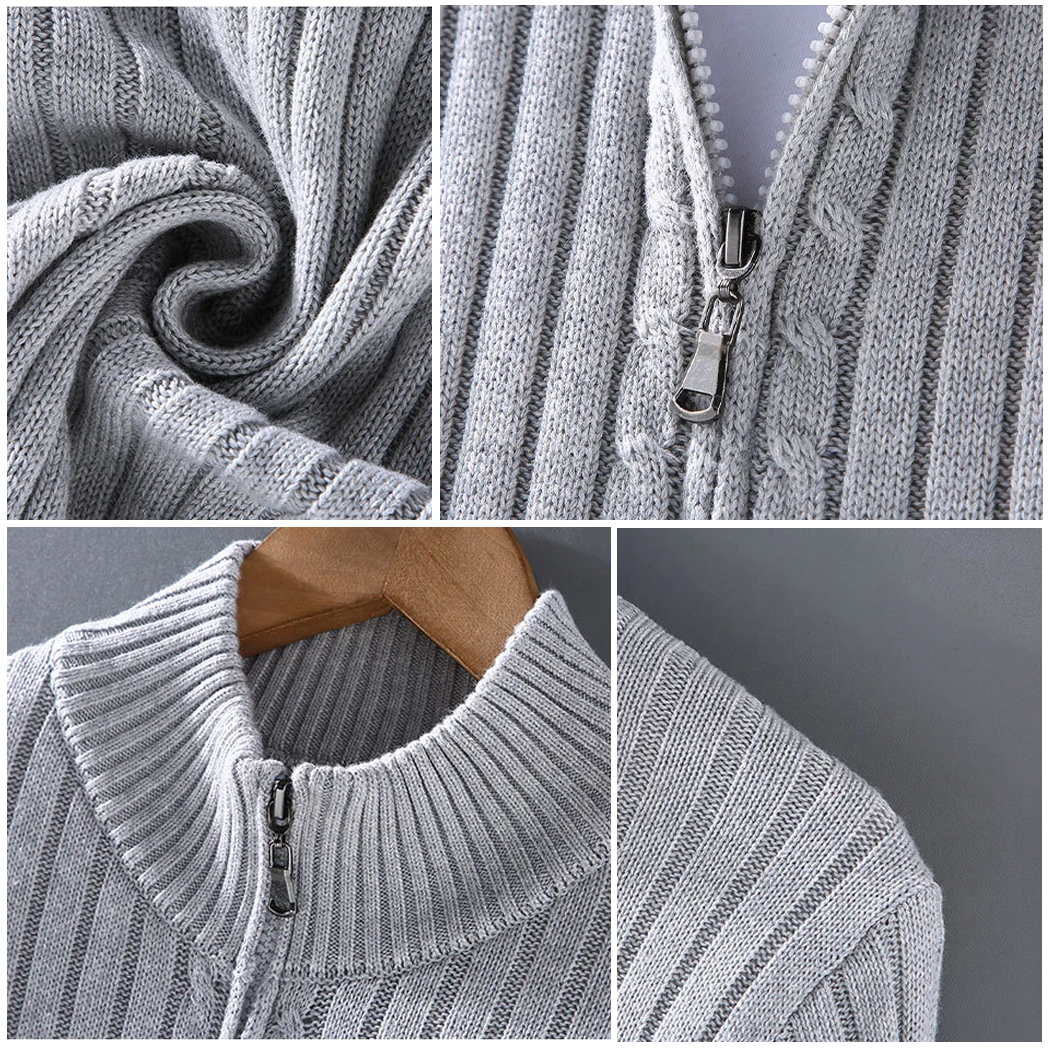 Gilet en coton de luxe avec col roulé et fermeture éclair-mezam.fr