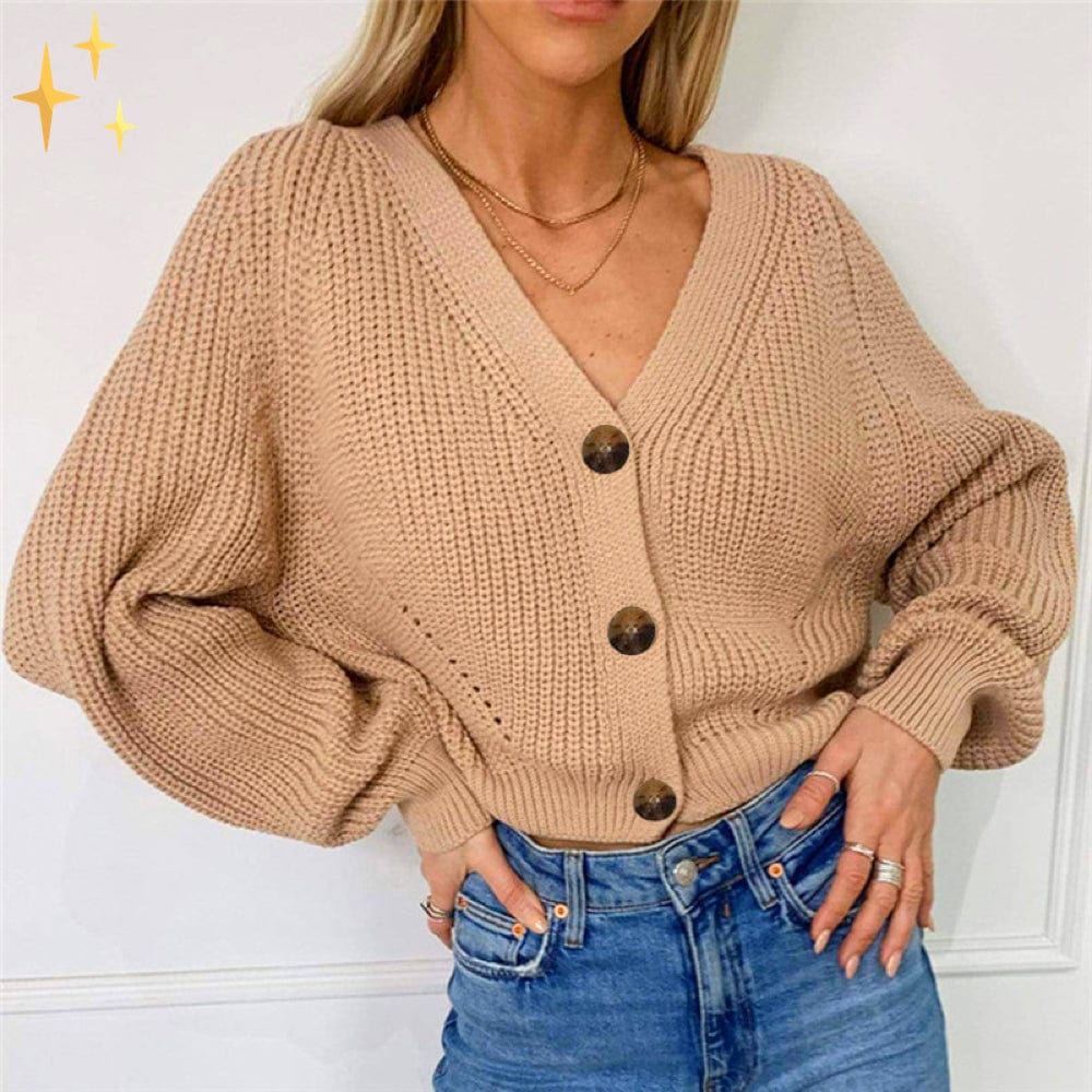 Damen Oversize Cardigan – Strickweste mit V-Ausschnitt und Knöpfen