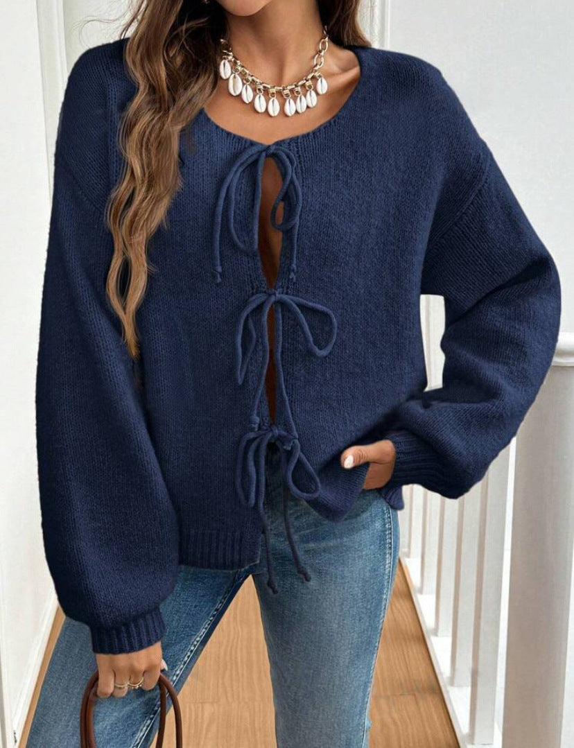 Cardigan aus Acryl mit Knoten vorne