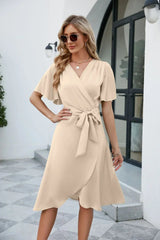 Robe d'Été à Col en V en Tissu Léger pour Femmes