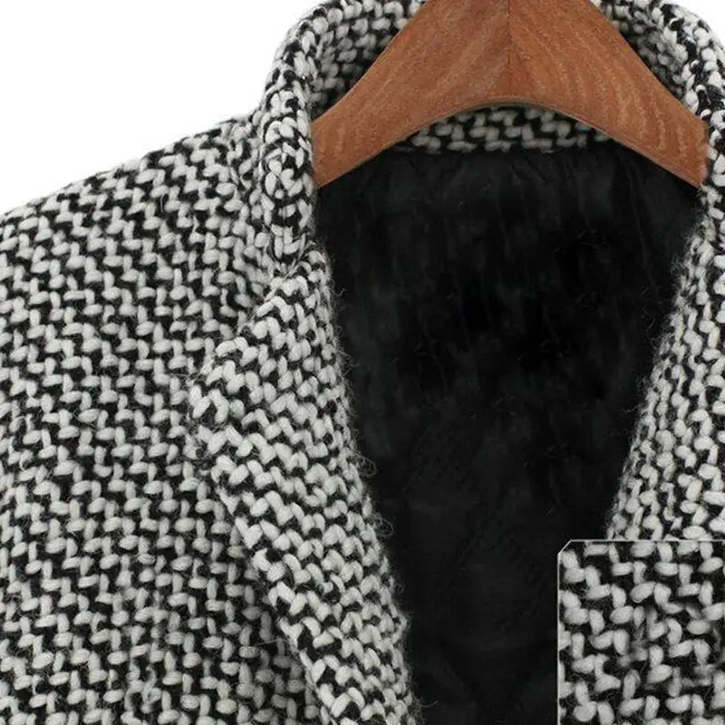 Damenmantel – Klassische Jacke mit Chevron-Muster und weichem Futter