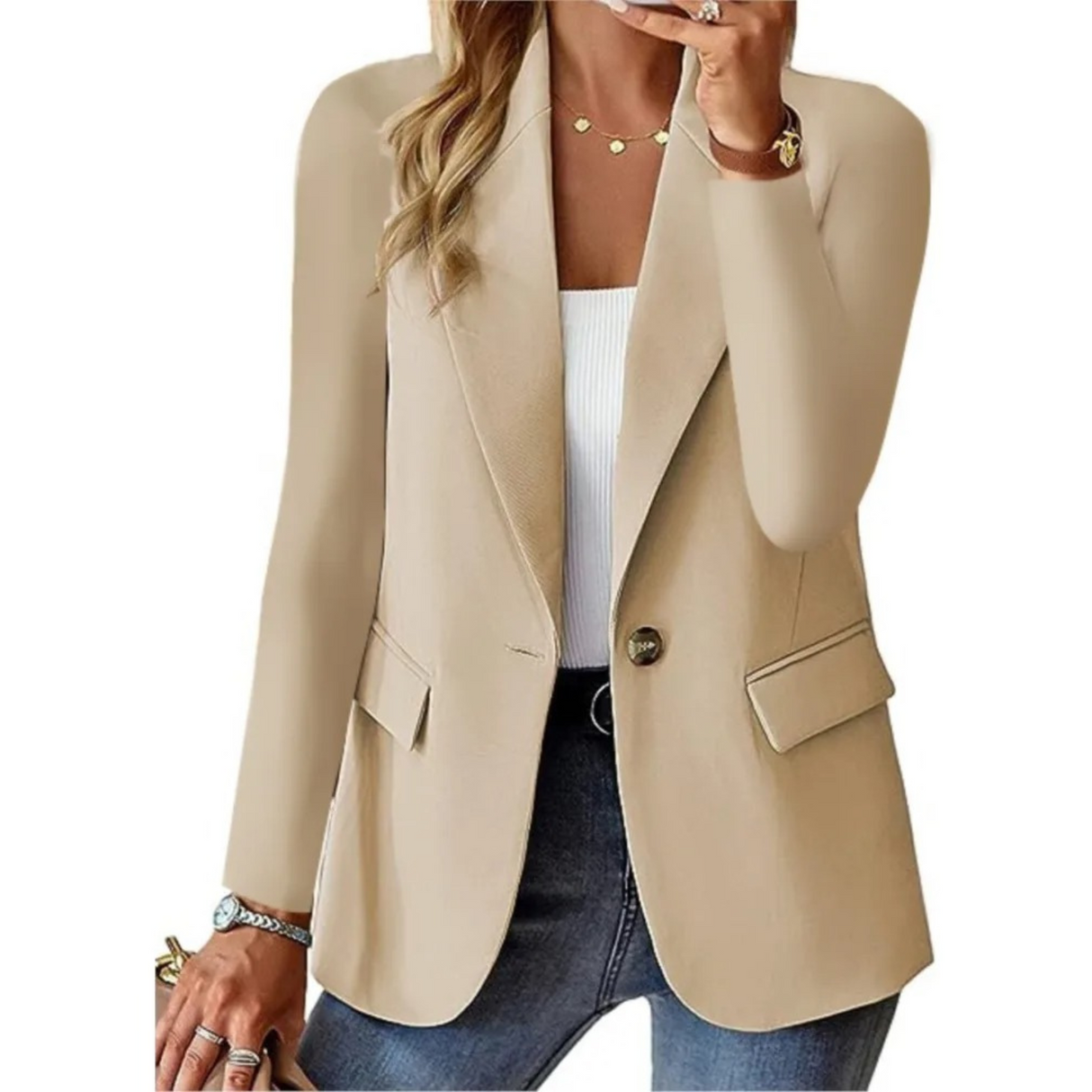 Eleganter Damenblazer mit langen Ärmeln und tailliertem Schnitt