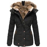 Damen-Wintermantel – Taillierter Parka mit abnehmbarer Kapuze