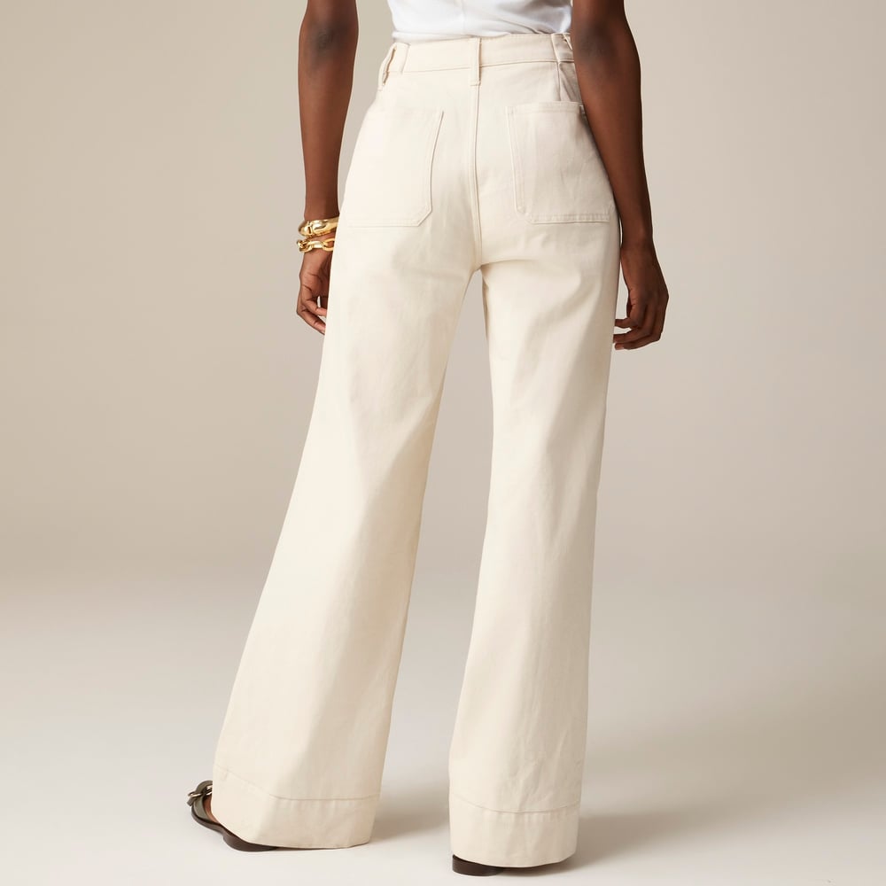 Pantalon Marin Taille Haute avec Boutons Dorés