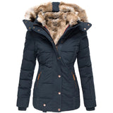 Damen-Wintermantel – Taillierter Parka mit abnehmbarer Kapuze