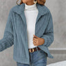 Teddyjacke Damen – Weicher Fleece-Mantel mit Reißverschluss und Kragen