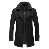 Herren-Wintermantel – Eleganter Mantel mit doppeltem Kragen und Reißverschlussverschluss