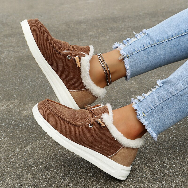Women's Winter Sneakers – Warm Comfortable Shoes with Fur Lining